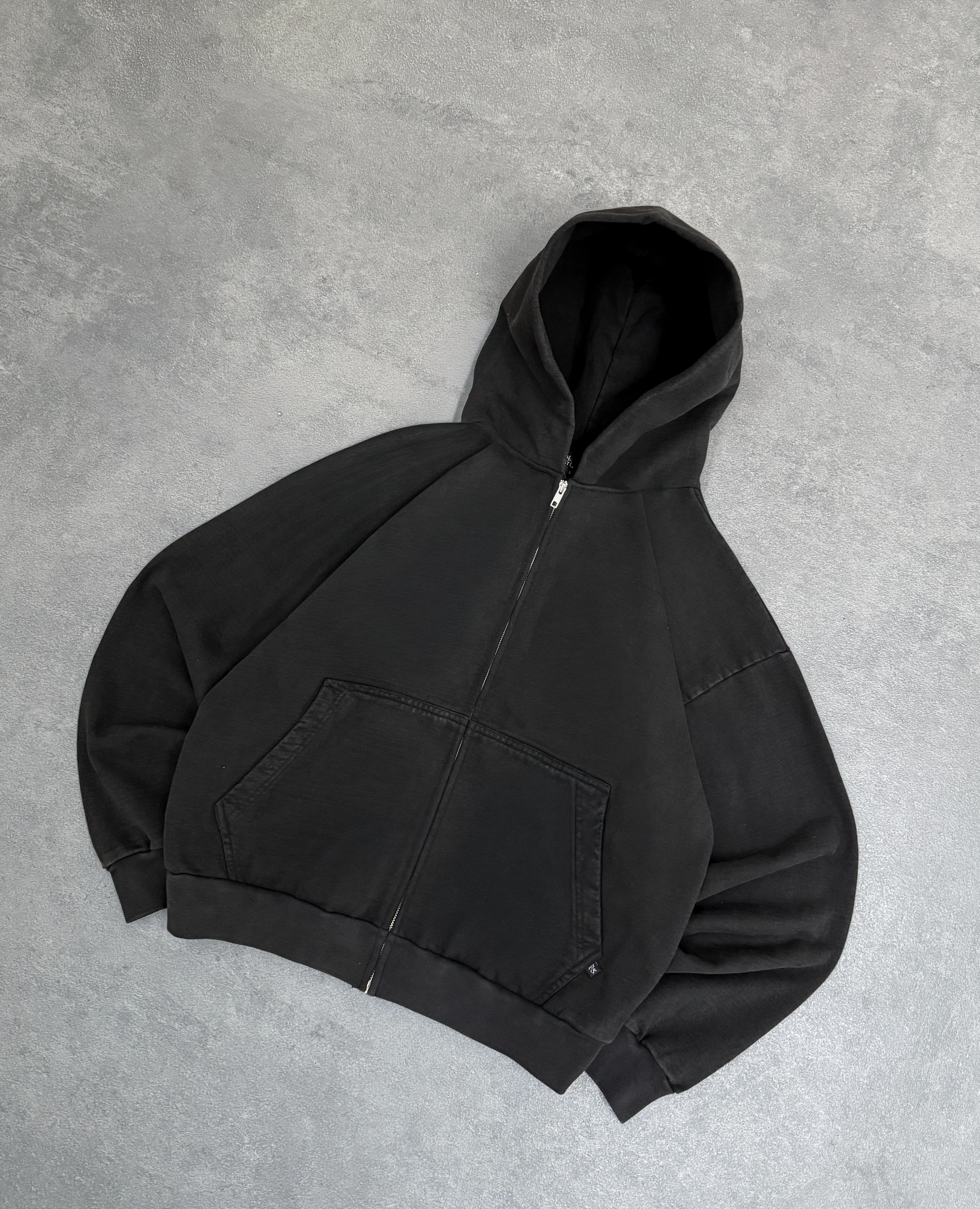 BLACK FADED ZIP-HOODIE - Image 3
