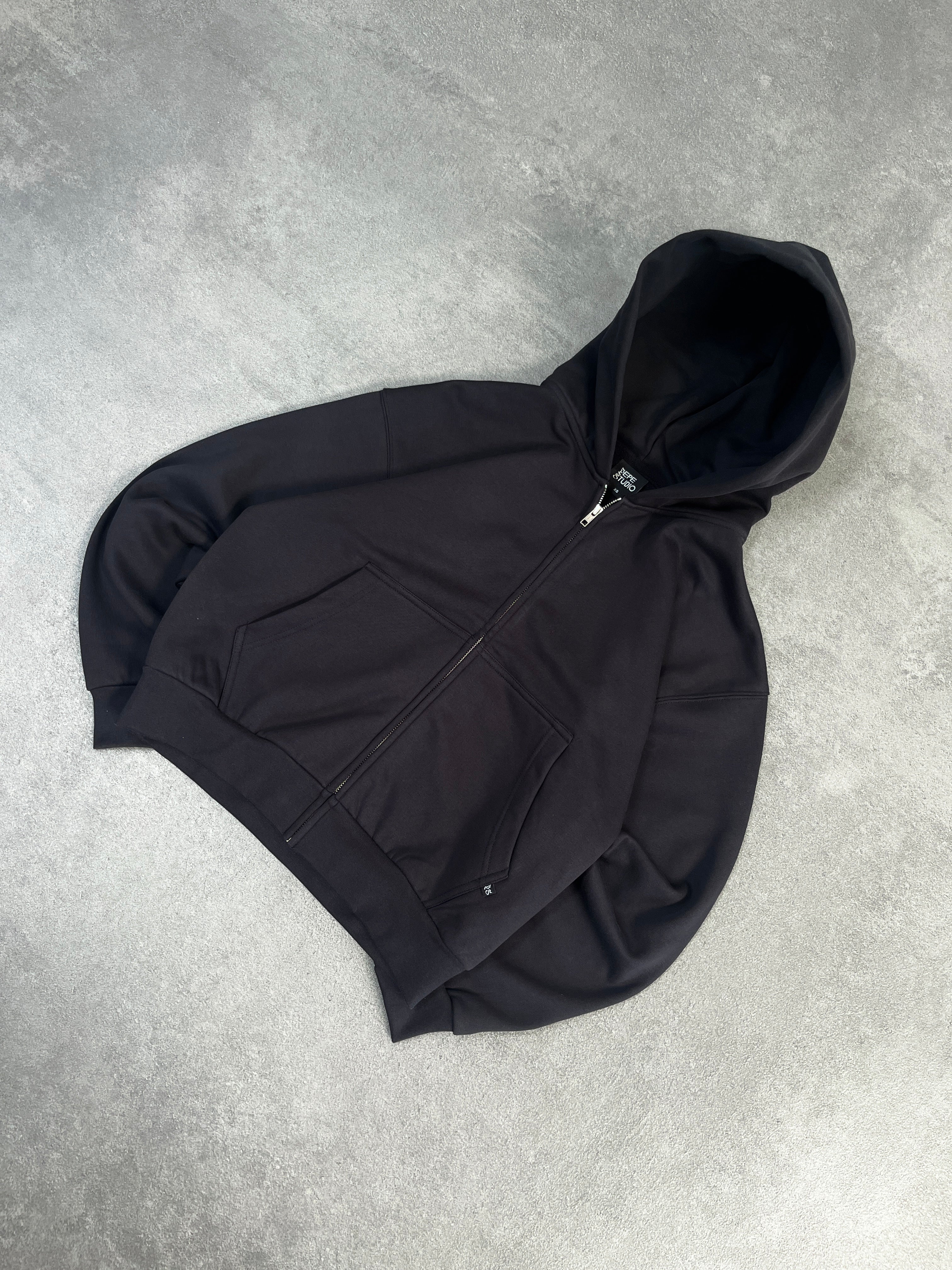BLACK COMFY ZIP-HOODIE - Image 3