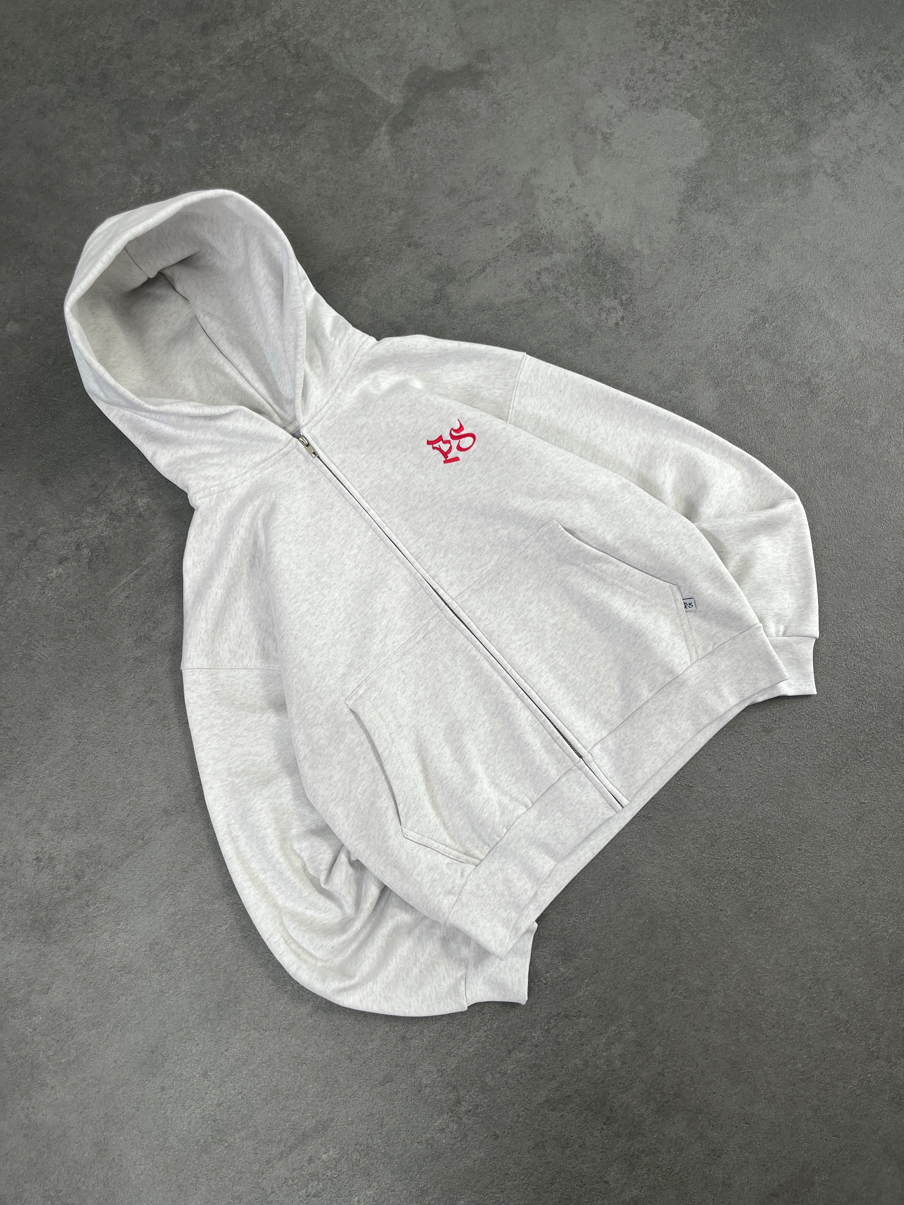 LIGHT GRAY ZIP-HOODIE - Image 3