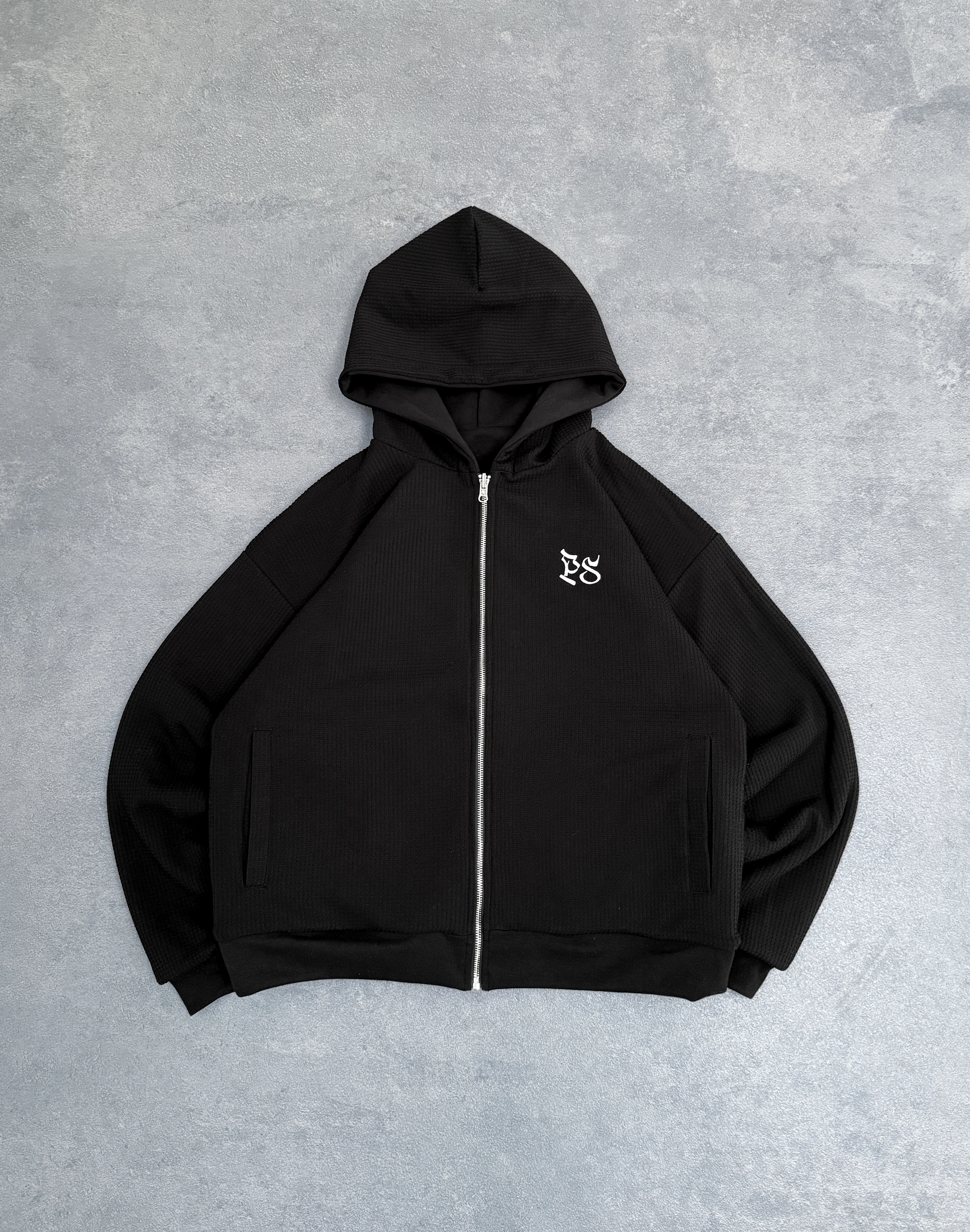 The Black Double Face Zip-Hoodie